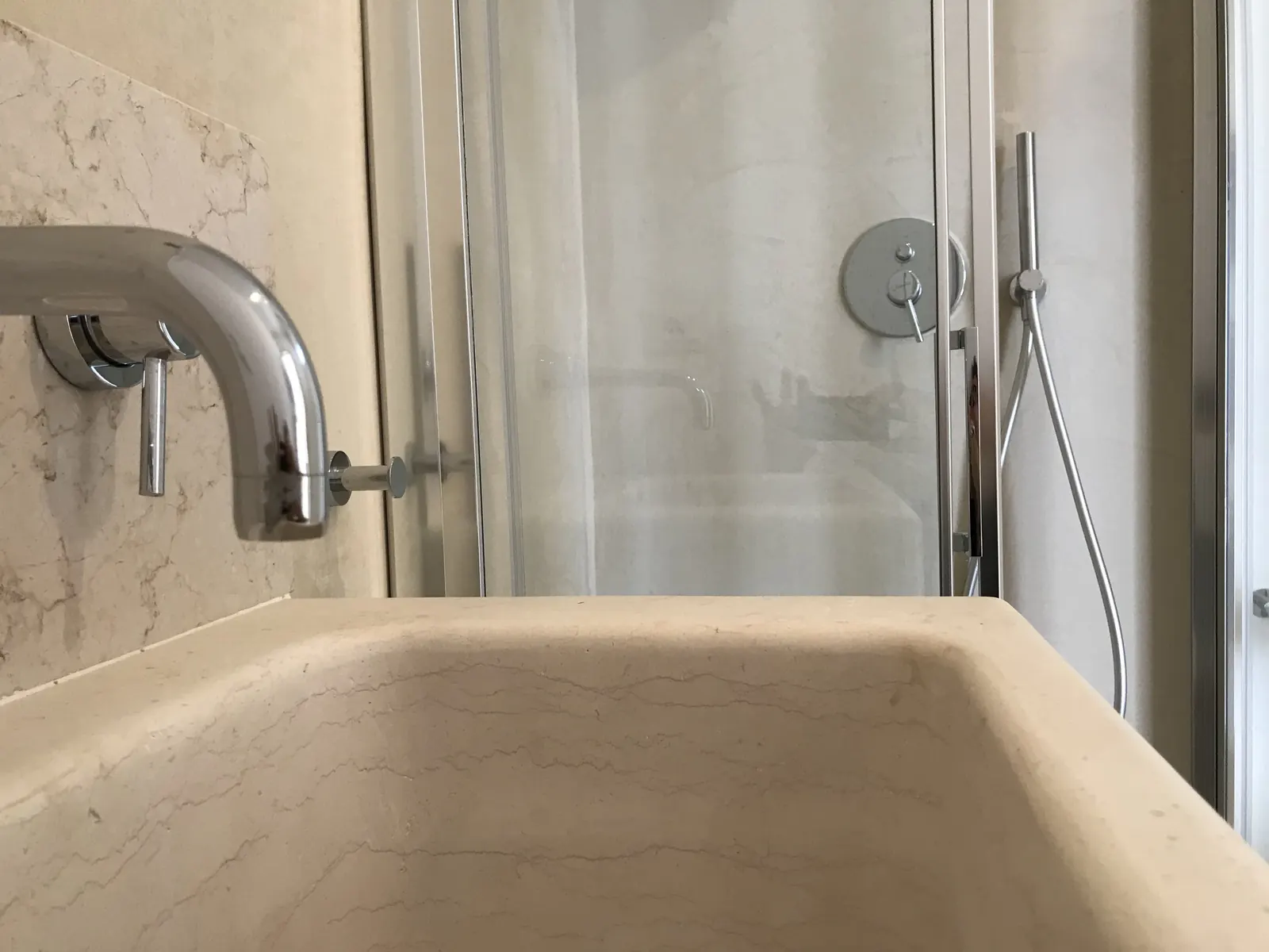 Stone basin and shower