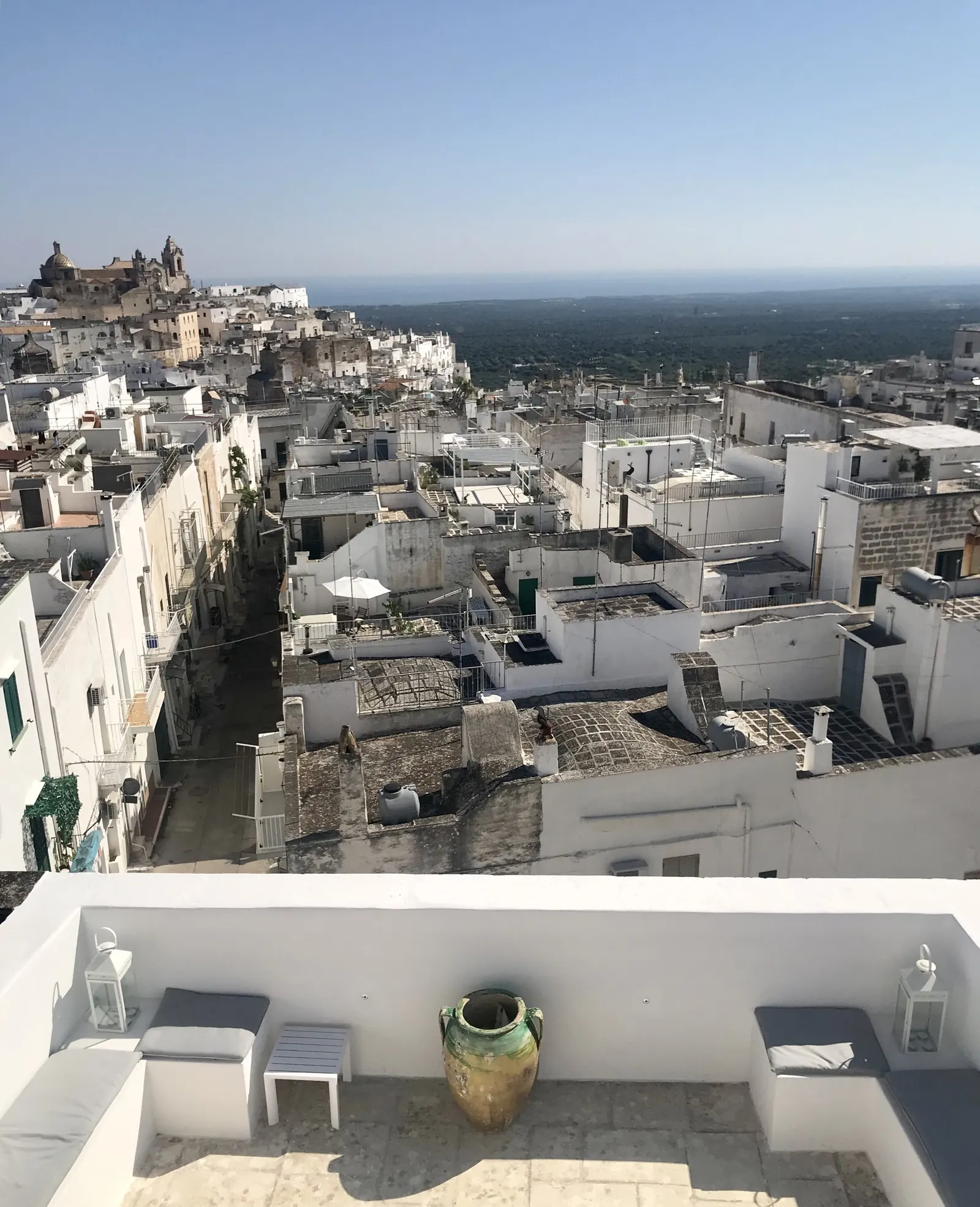 View down over the white rooftops of Ostuni
