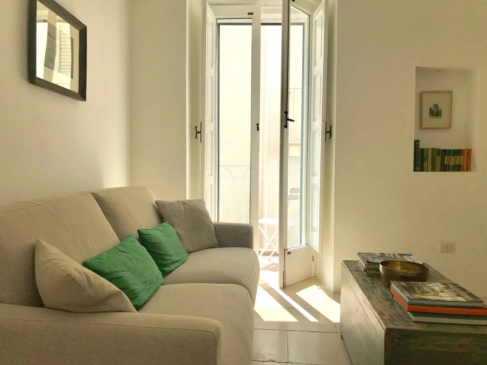Sofa by the balcony doors