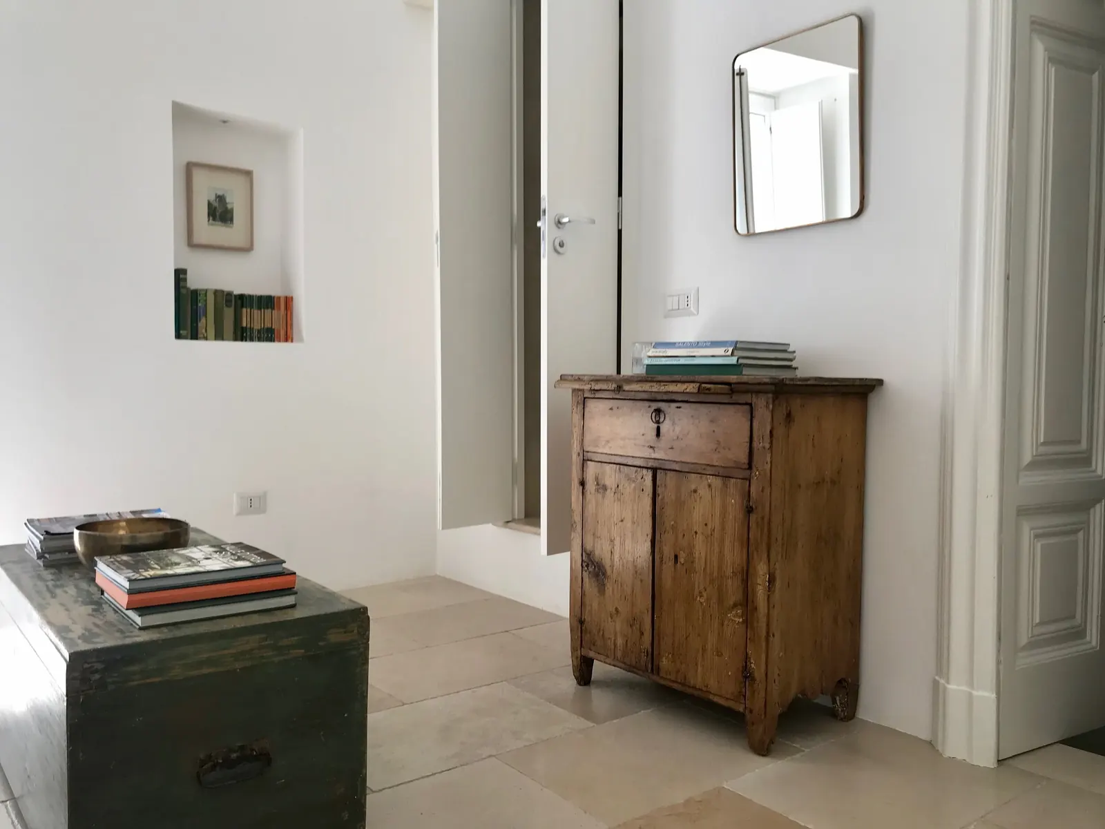 Antique cabinet and mirror