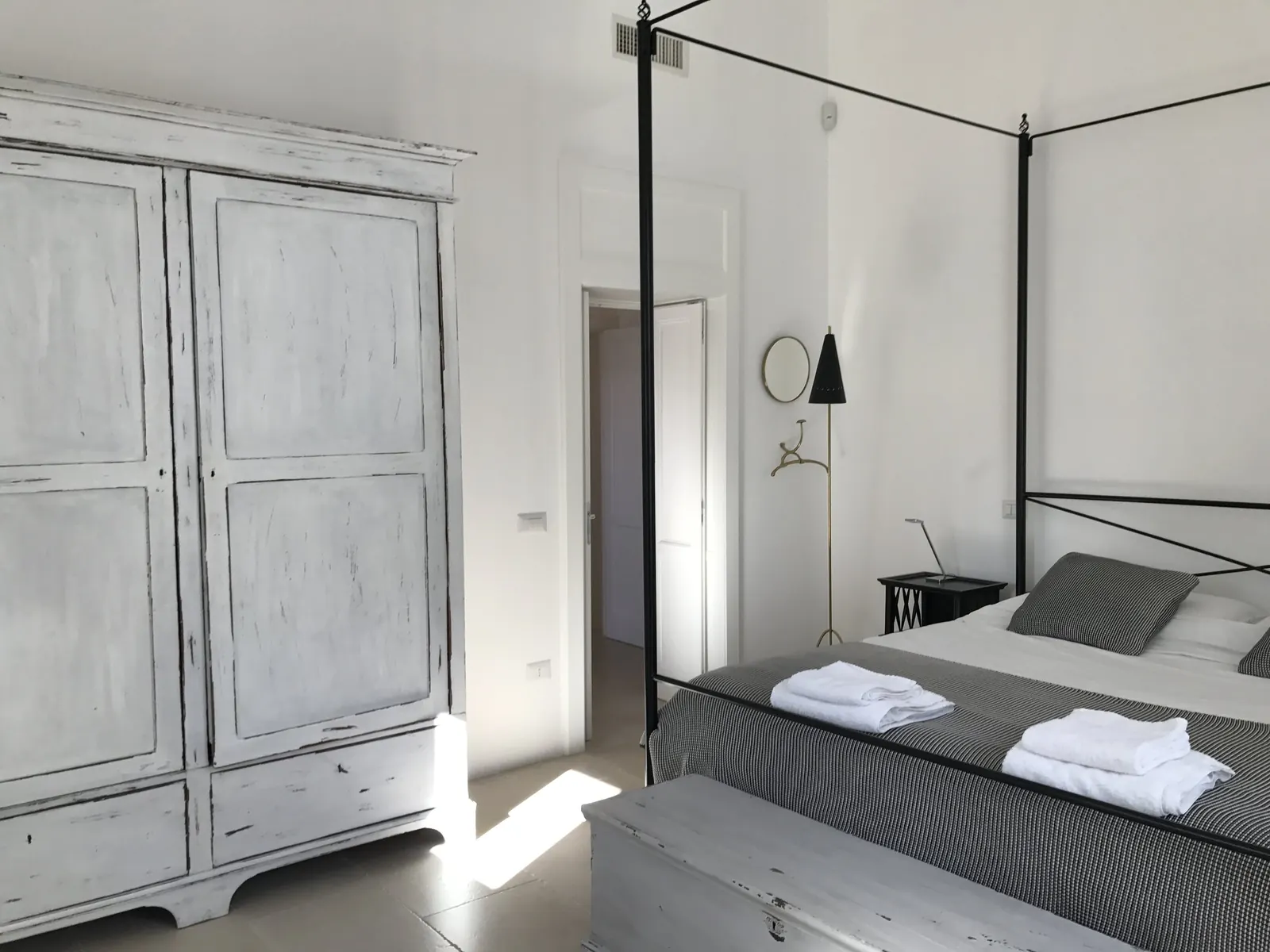 Bedroom with antique wardrobe