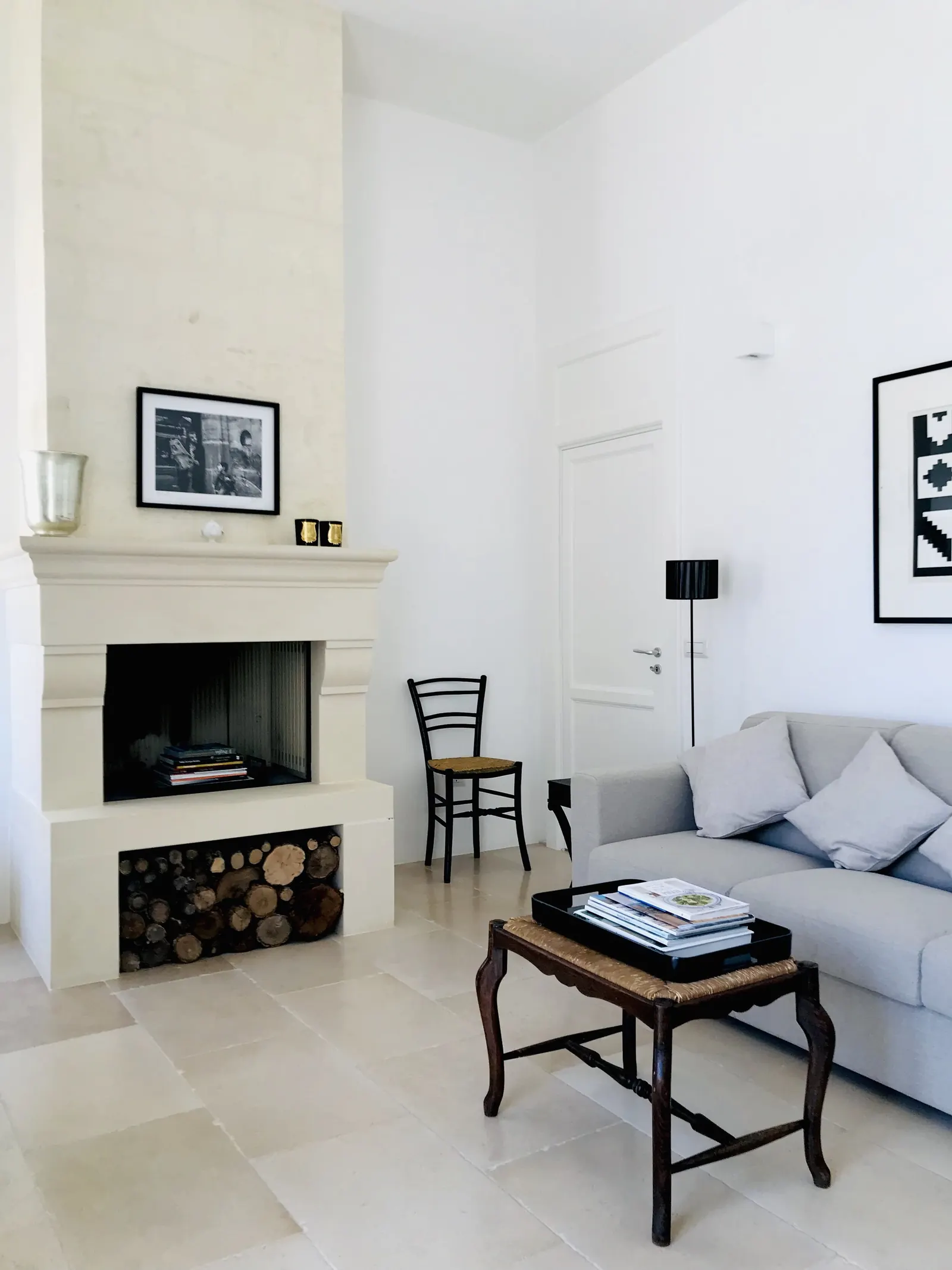 Sitting area by the fireplace