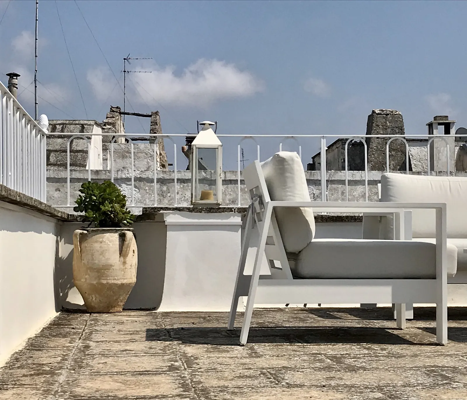 Rooftop lounge with views over the town