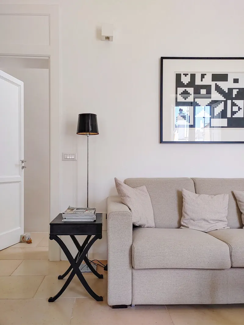 Sofa bed and reading lamp