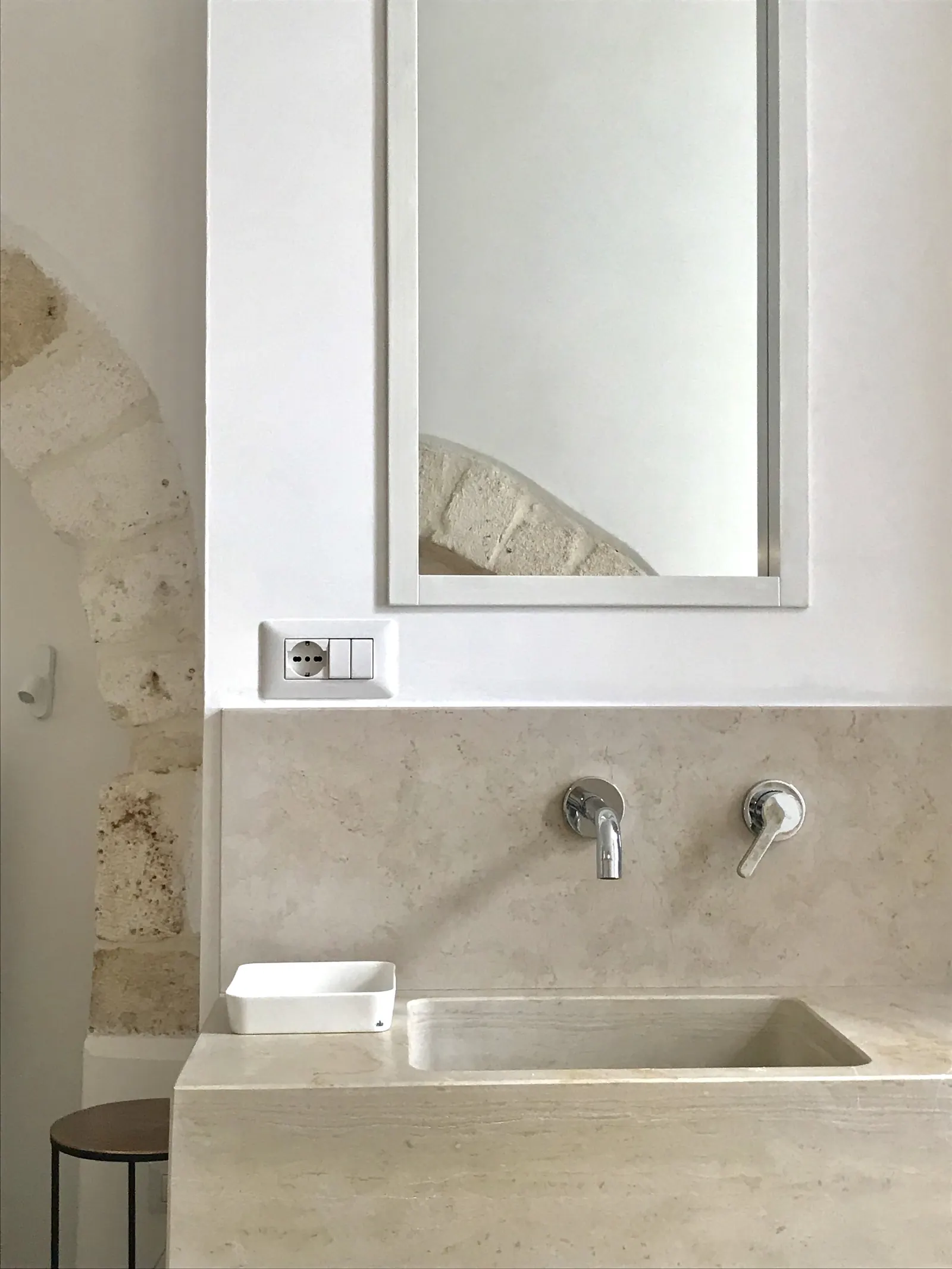 Stone basin and mirror