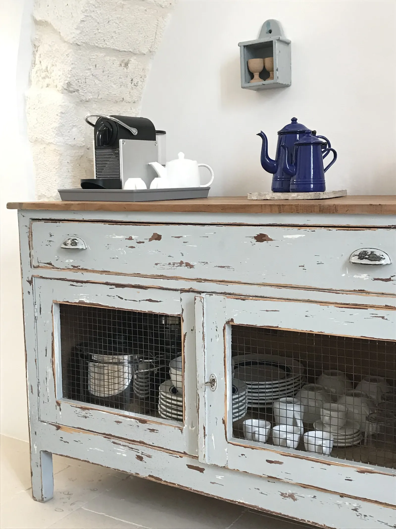 Painted dresser with coffee machine